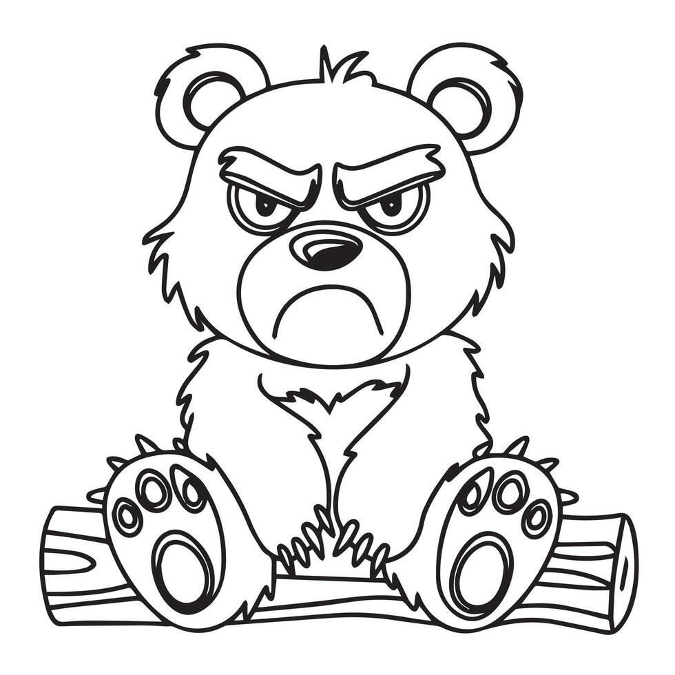 angry bear coloring page vector