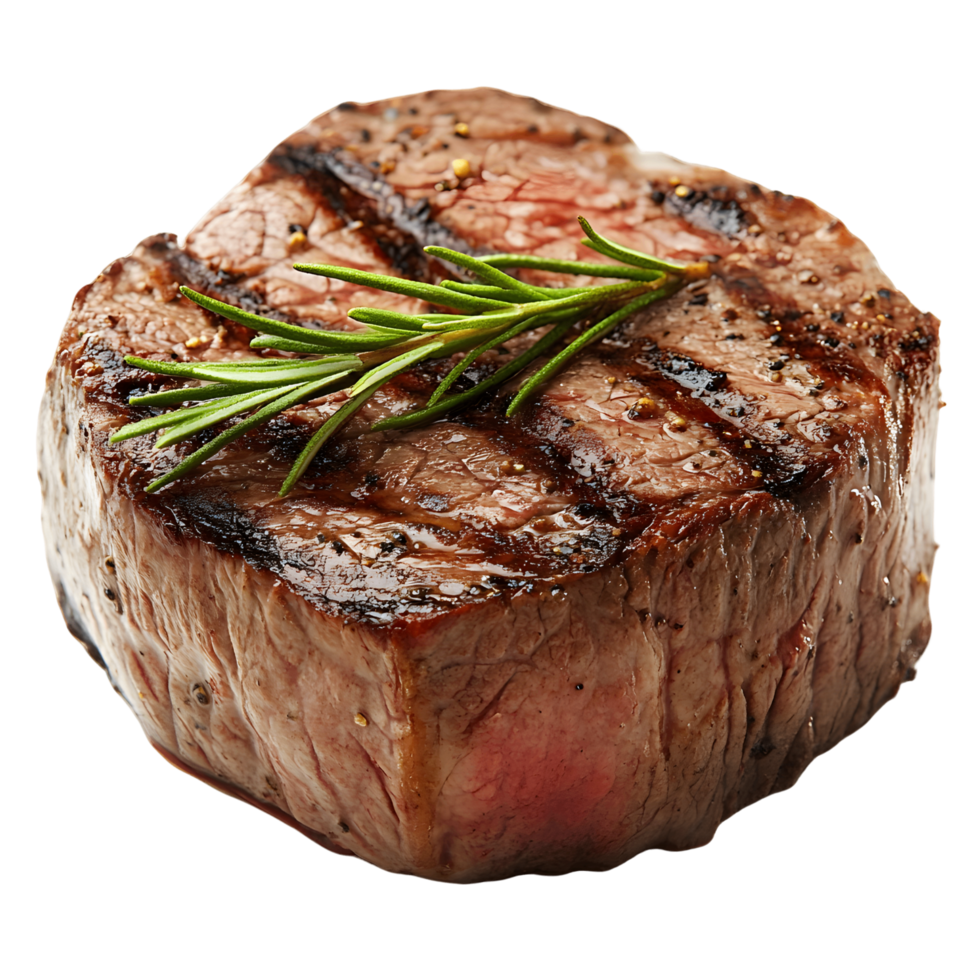 A beautifully plated filet mignon steak png