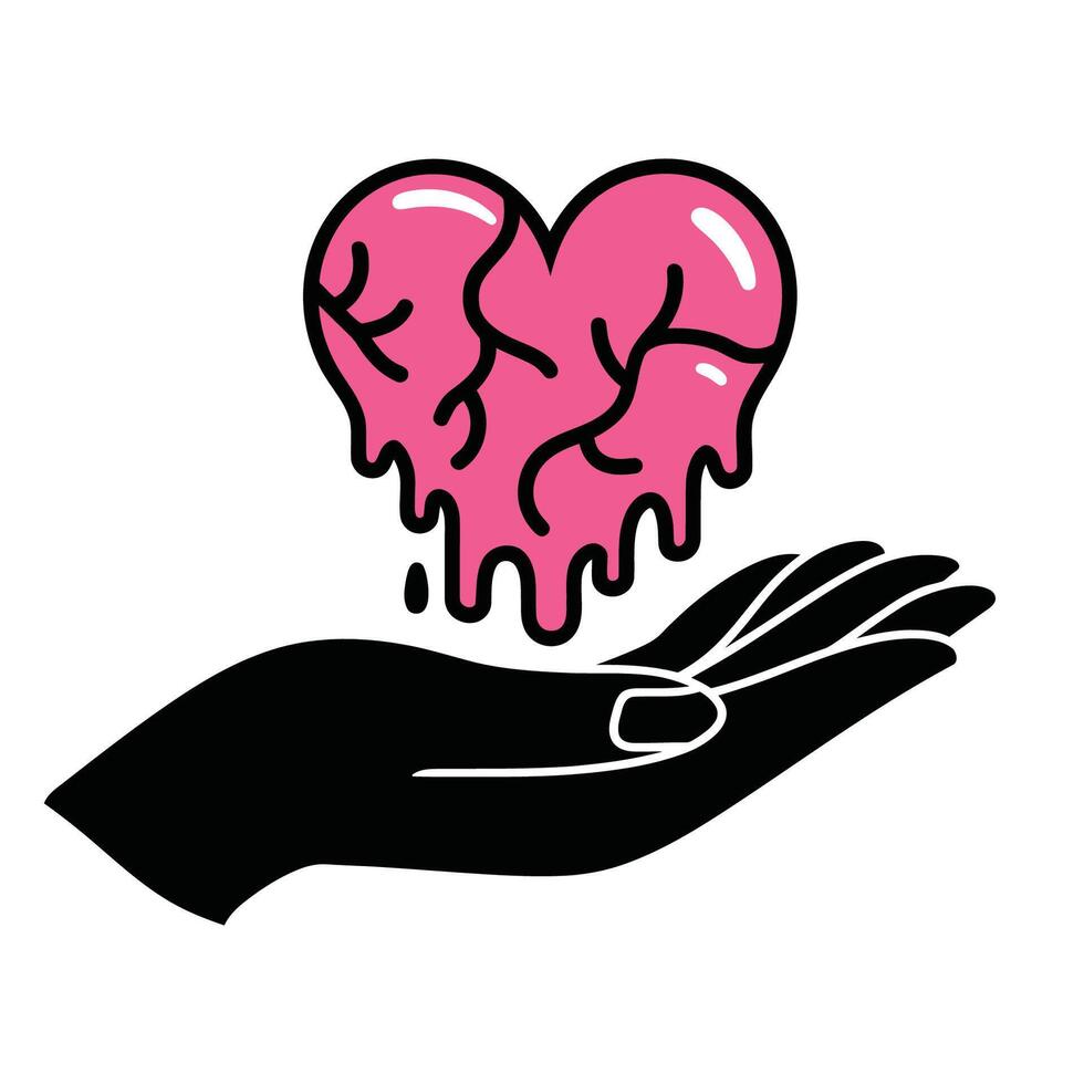 Melting Pink Heart in Hand Illustration vector