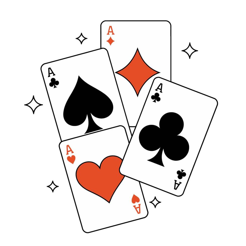 Four Aces Playing Cards with Sparkles Illustration vector