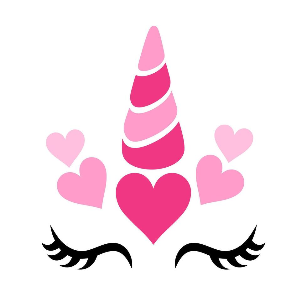 Unicorn Horn with Hearts and Eyelashes vector