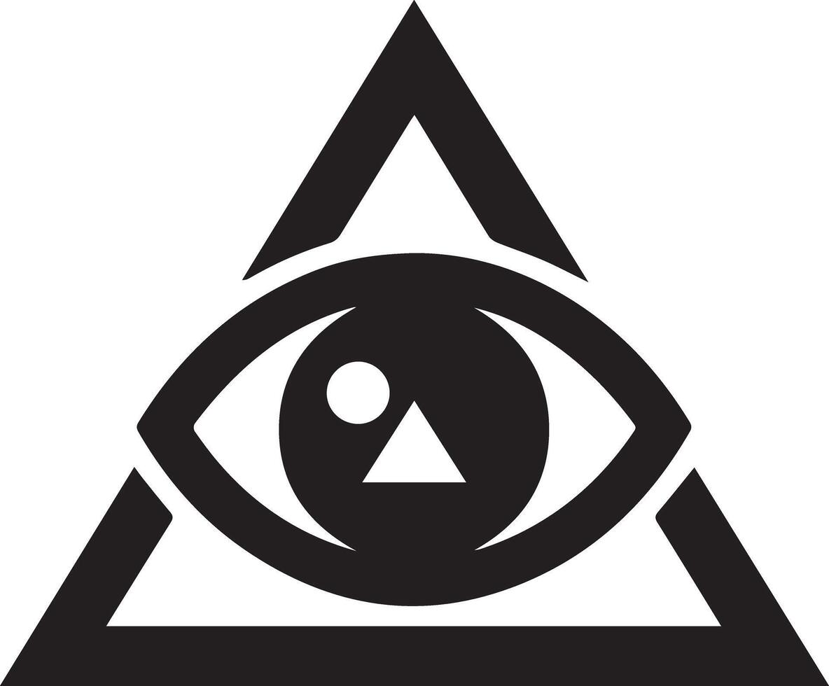 All seeing eye inside triangle pyramid. New World Order vector
