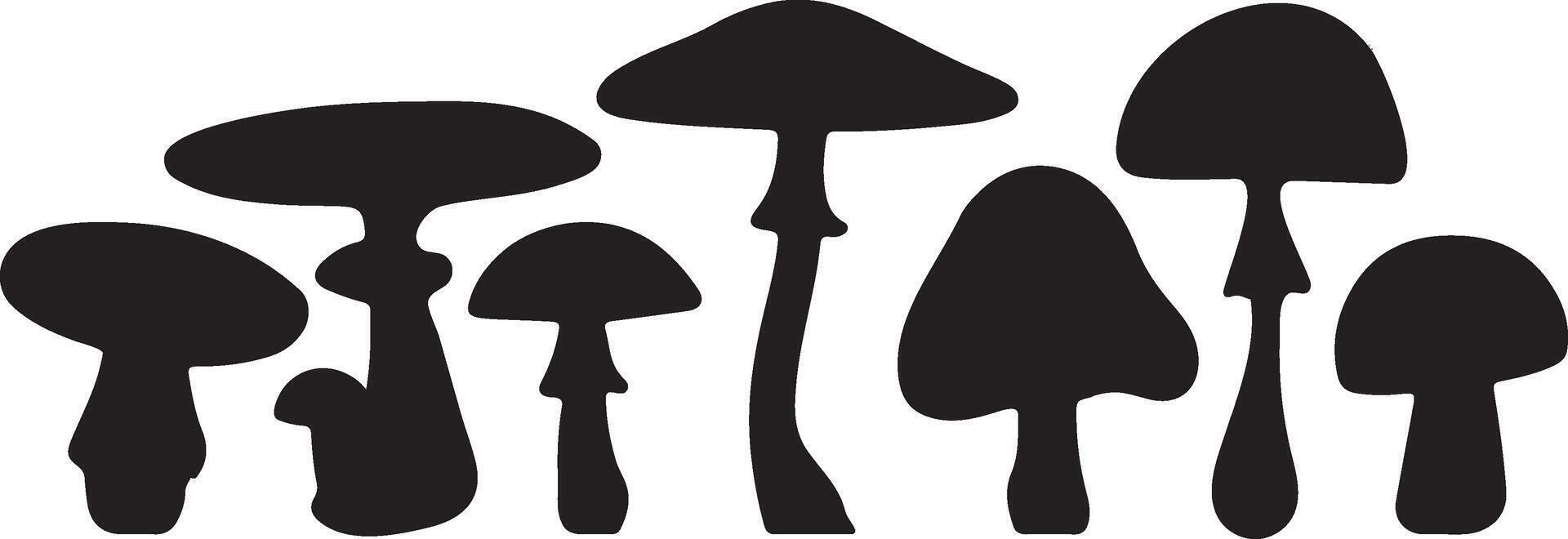 A set of unique mushroom silhouette imagee vector