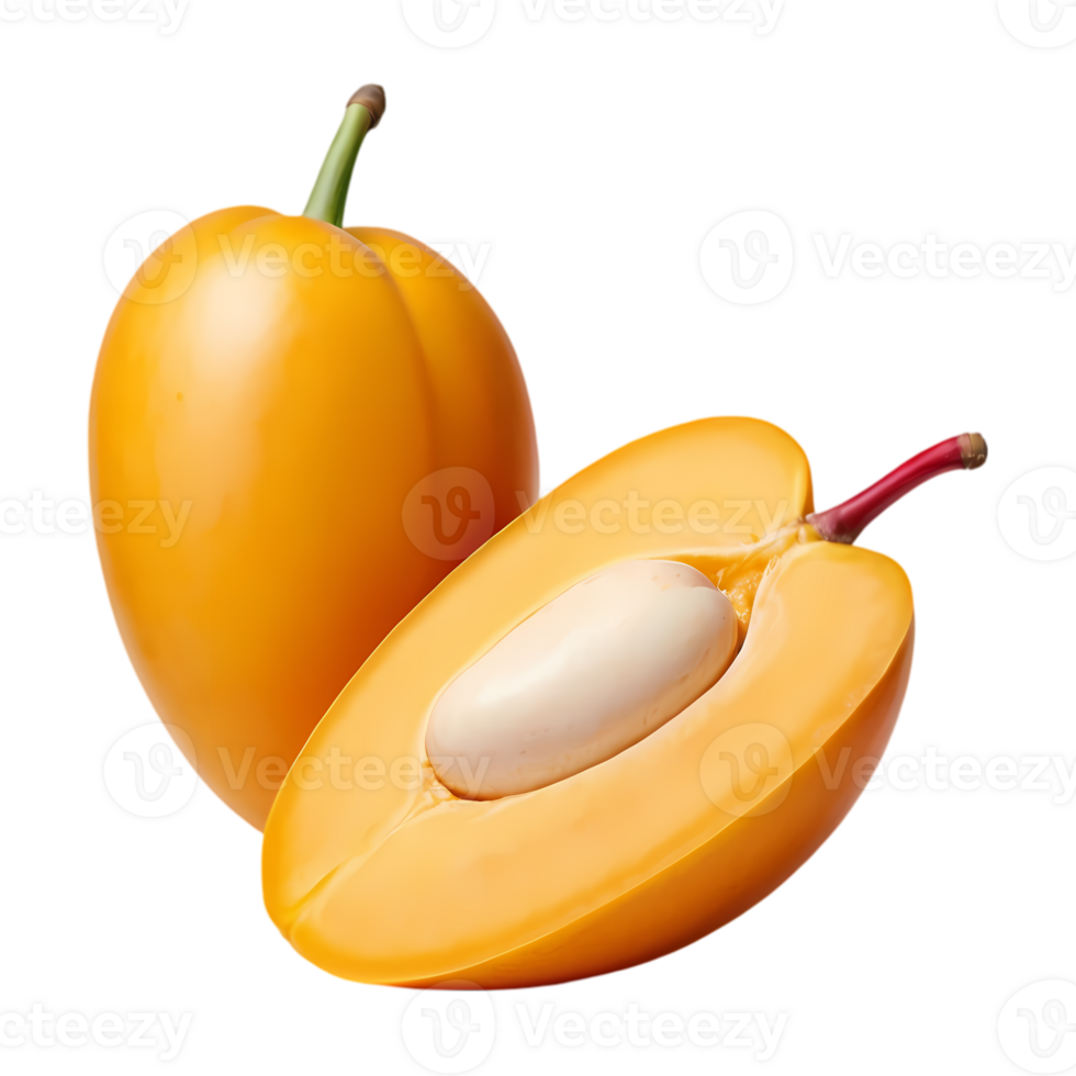 Fresh Lucuma Fruit with Seed on Transparent Background png