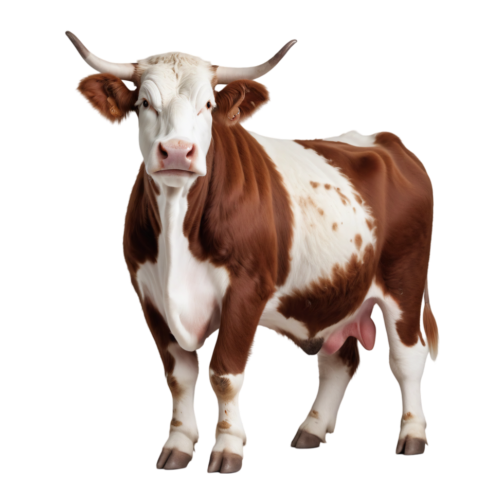 Brown and White Dairy Cow on Transparent Background png