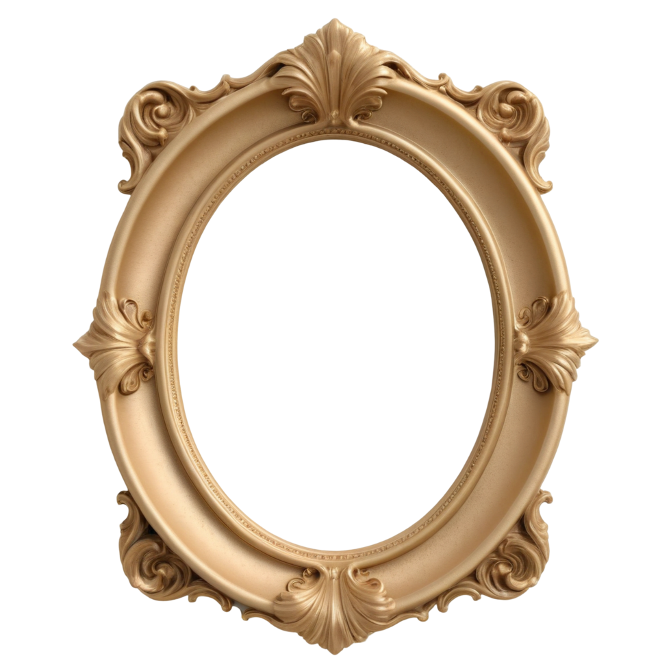 Ornate Gold Oval Picture Frame on Transparent Background png