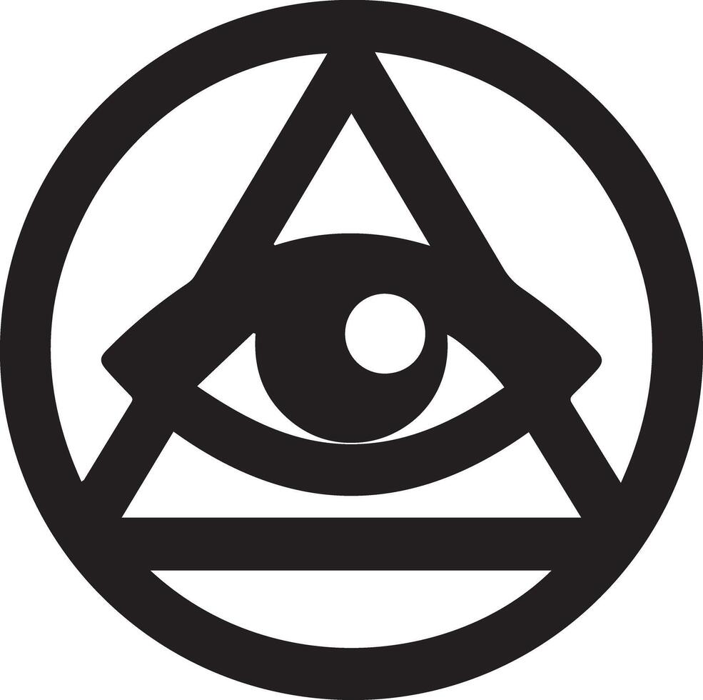 Blackwork tattoo flash. Eye of Providence. Masonic symbol. All seeing eye inside triangle pyramid. vector