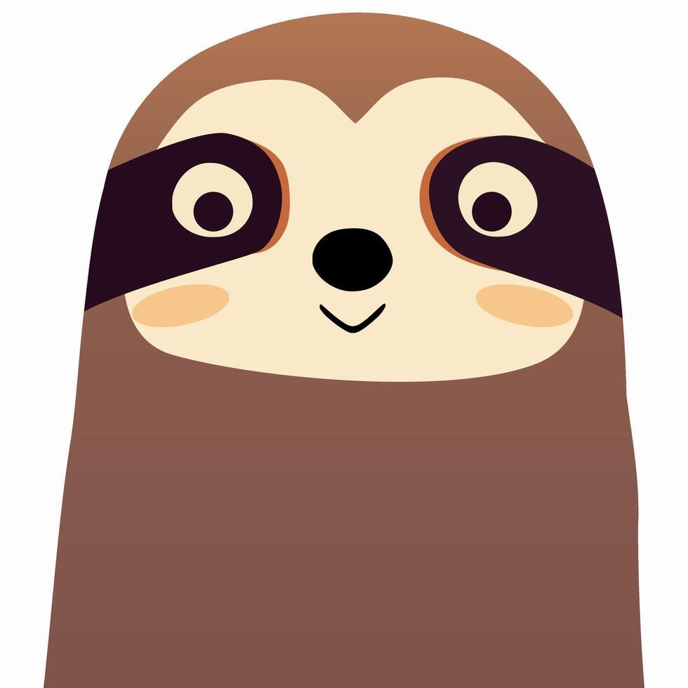 Cute Sloth on Gray Background. vector