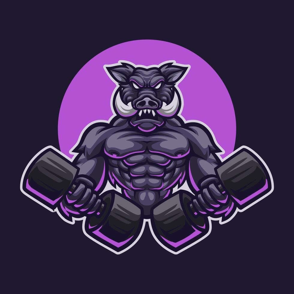 Animal Wild Pig Gym Mascot Illustration Works Perfectly for Your Brand Business vector