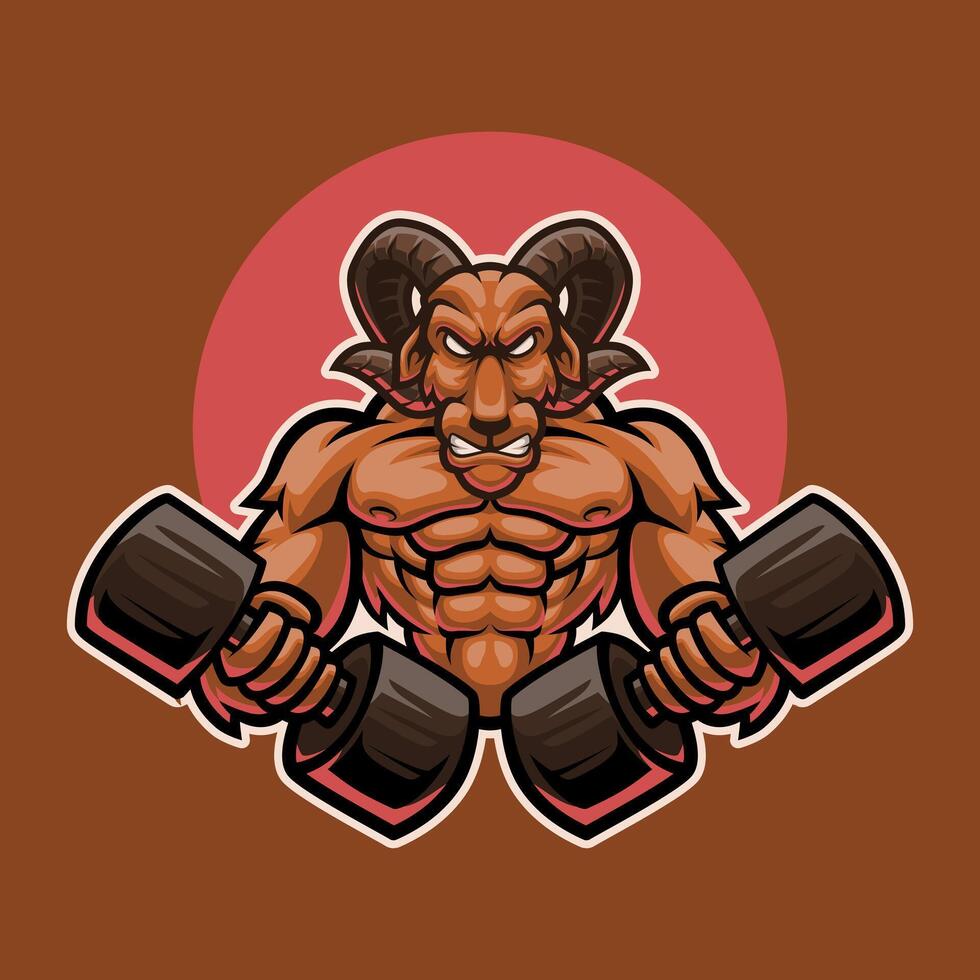 Animal Goat Gym Mascot Illustration Works Perfectly for Your Brand Business vector