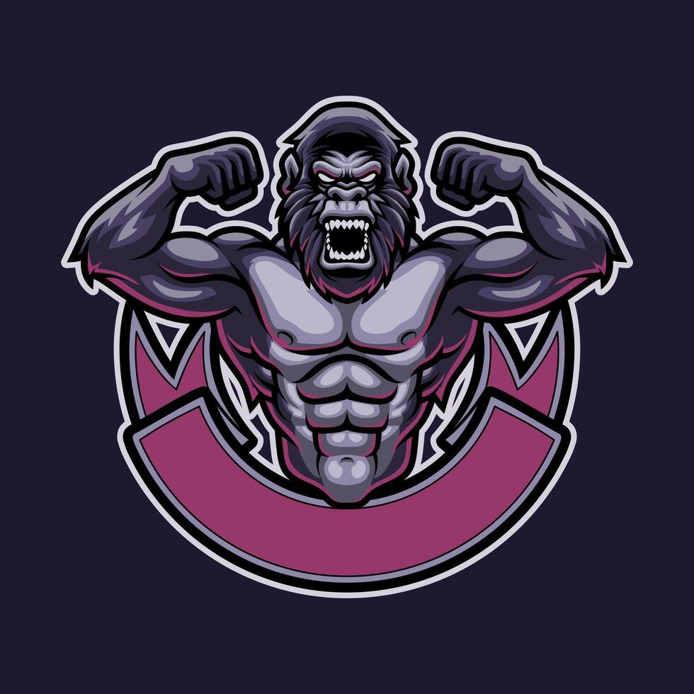 Animal Gorilla Bodybuilding Mascot Illustration Works Perfectly for Your Brand Business vector