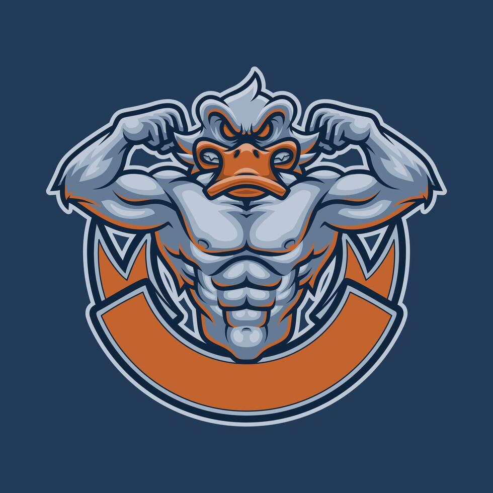 Animal Duck Bodybuilding Mascot Illustration Works Perfectly for Your Brand Business vector