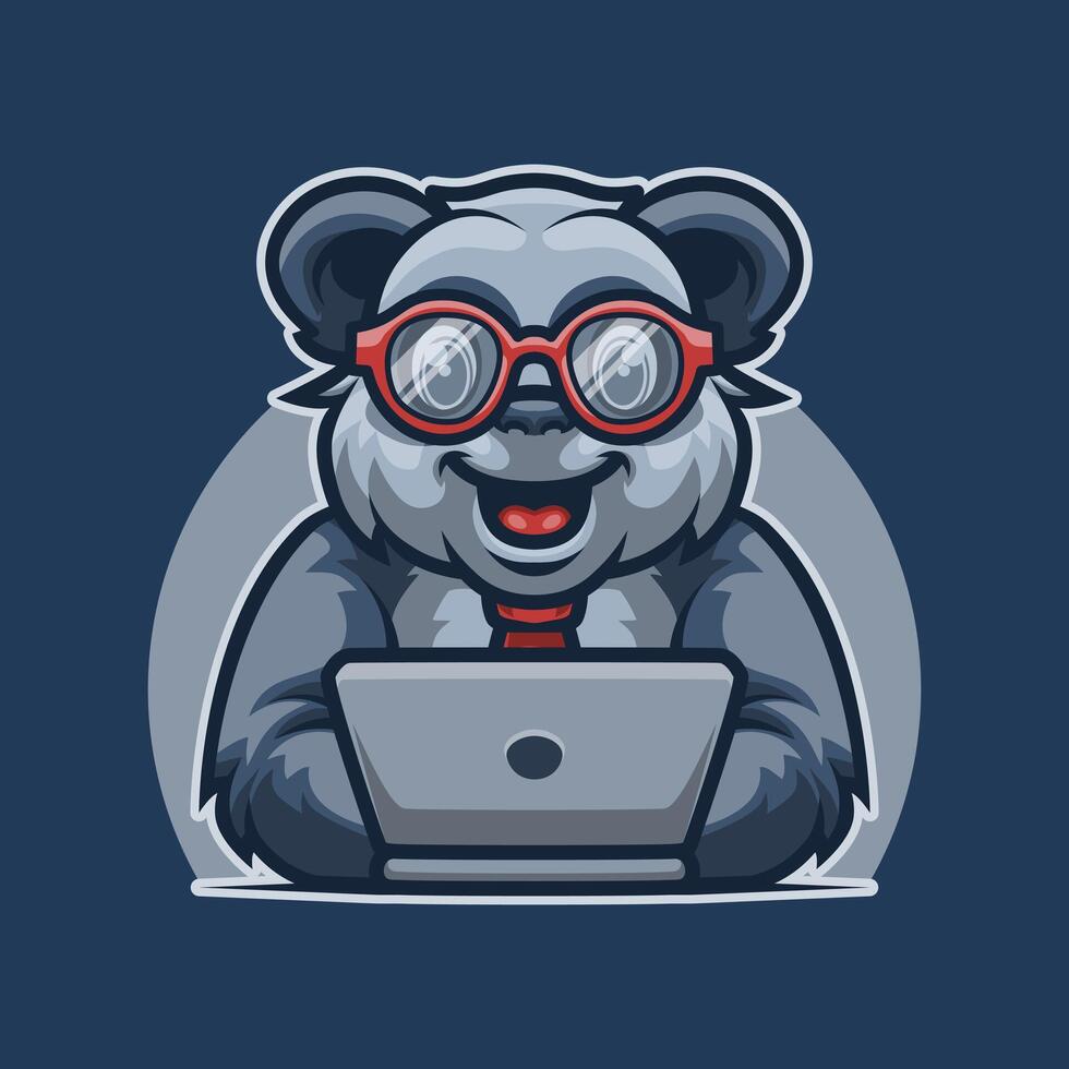 Cute Panda Animal Working Mascot Illustration is perfect for your brand business vector
