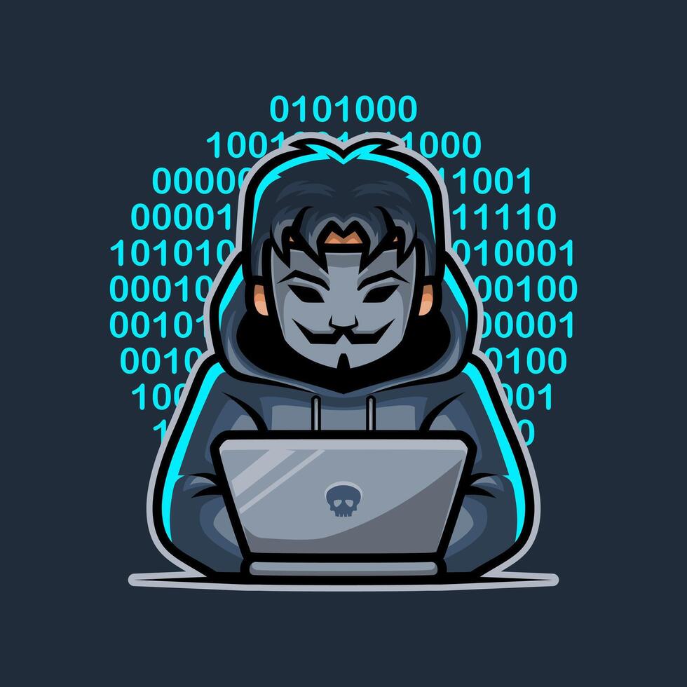 Dark Hacker Mascot Illustration Works Perfectly for Your Brand Business vector