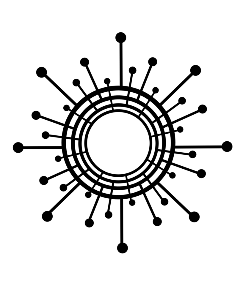 A black and white logo of a circular object png
