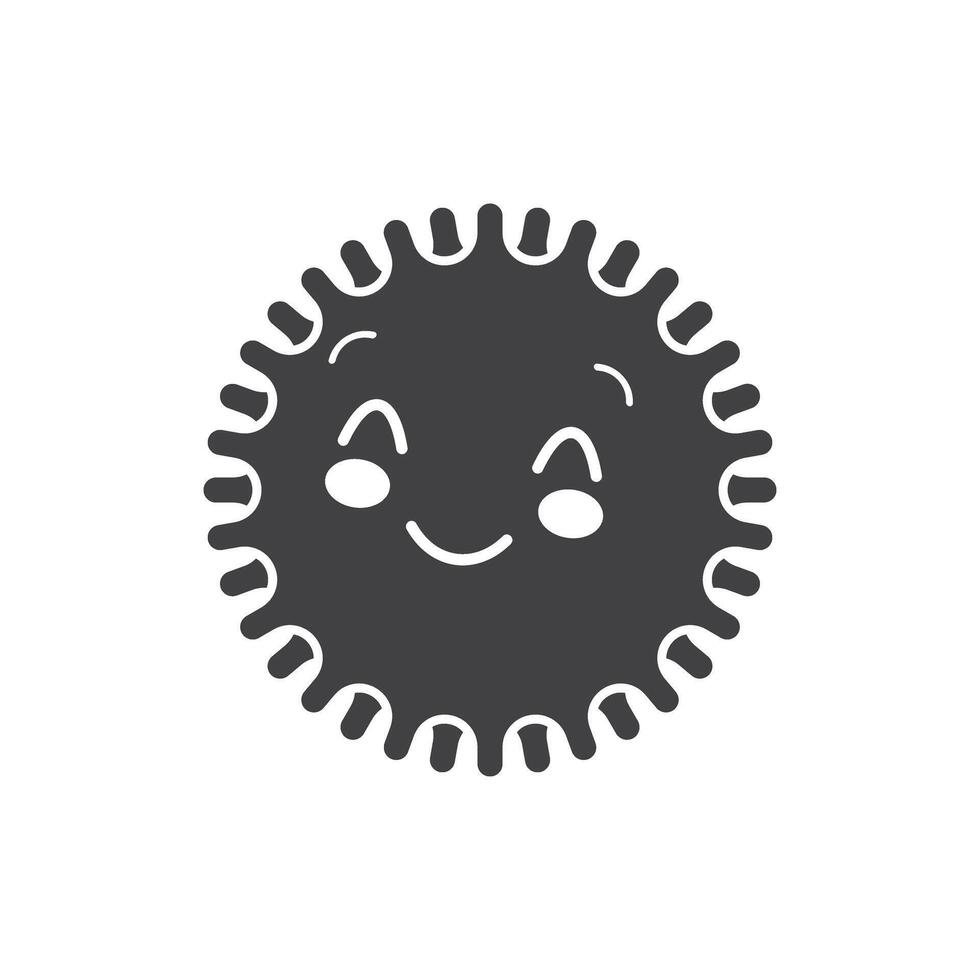 Funny sun with face icon in flat style. Summer sunshine emoji illustration on isolated background. Smiling sun sign business concept. vector
