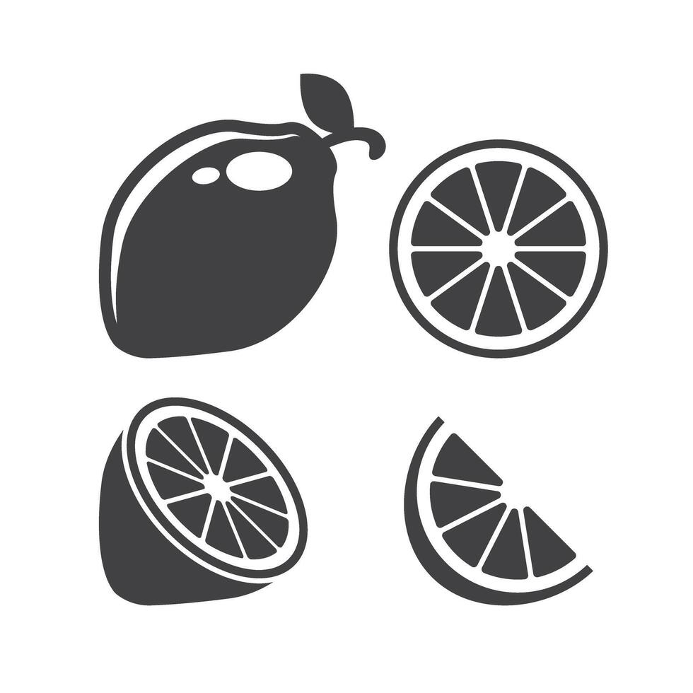Lemon fruit icon set in flat style. Organic fruits illustration on isolated background. Vitamin C food sign business concept. vector