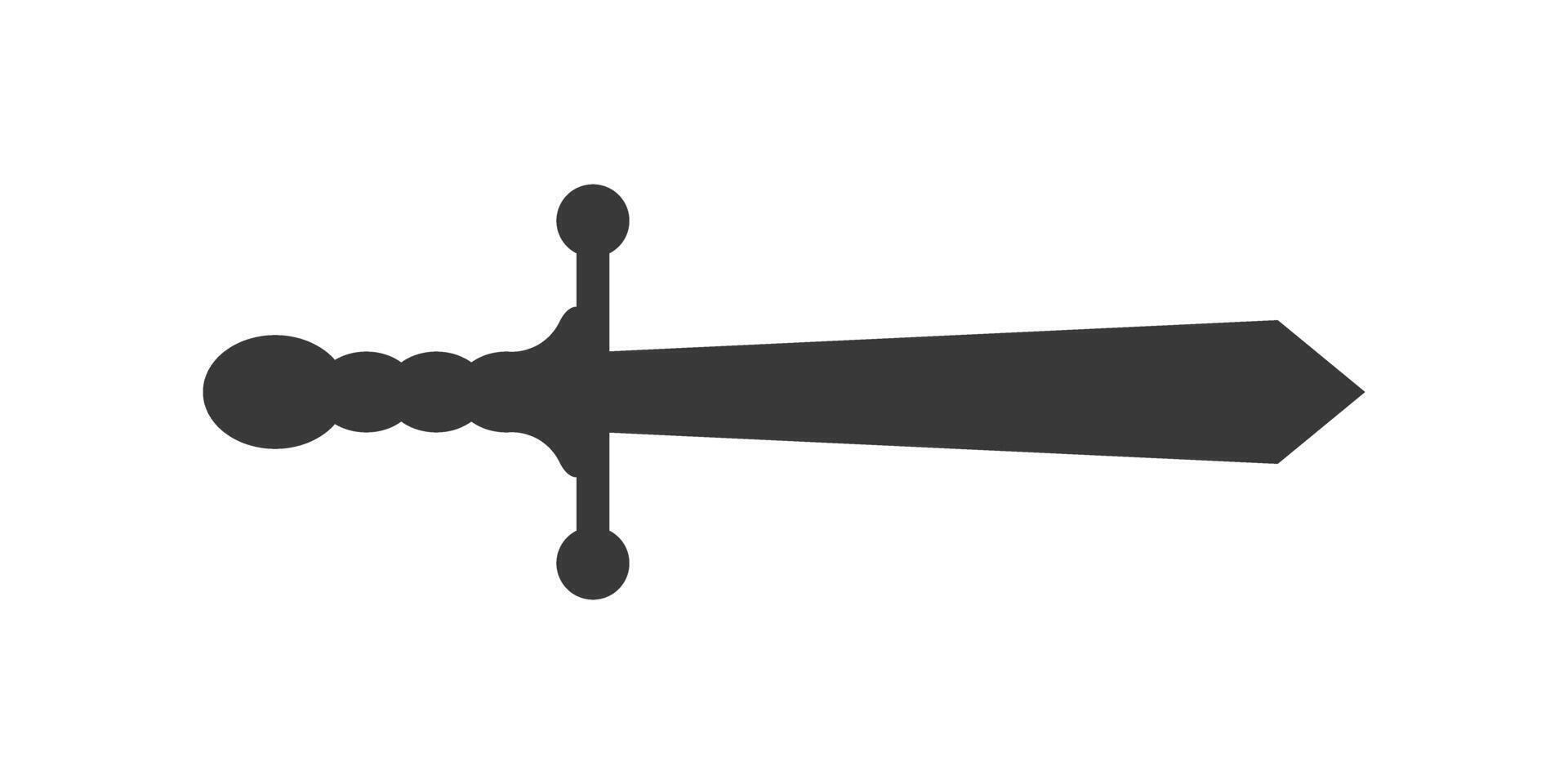 Old medieval sword icon in flat style. Weapon illustration on isolated background. Razor blade sign business concept. vector