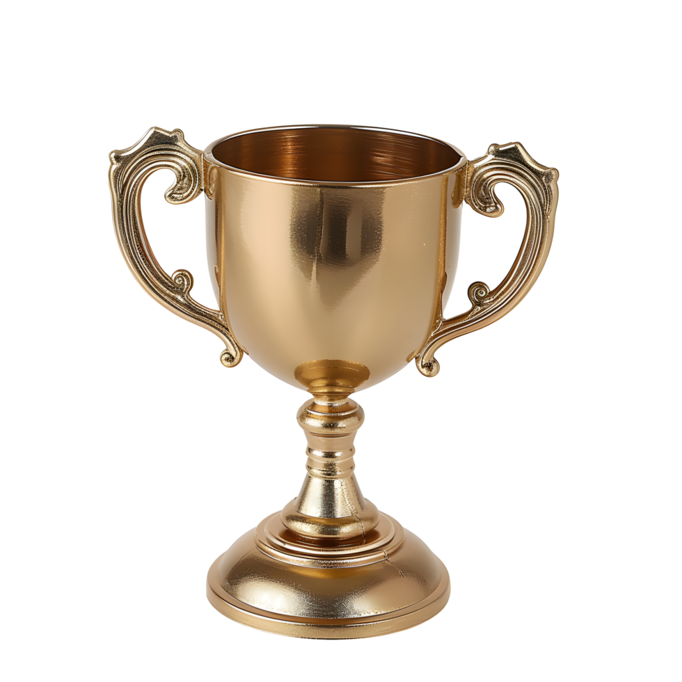 A gold trophy isolated on transparent background png