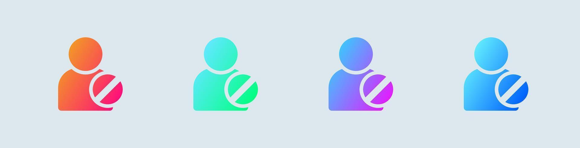 Ban solid icon in gradient colors. Forbidden signs illustration. vector