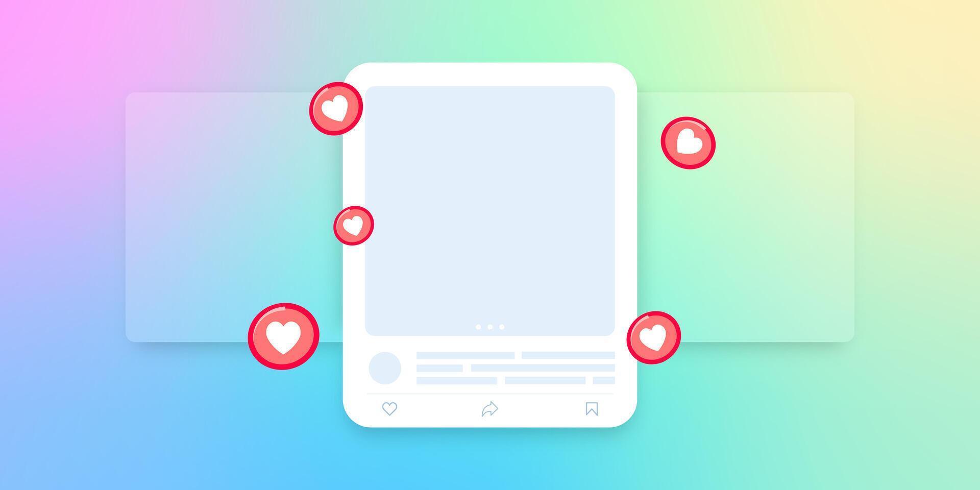 Social media mock up collection. Colorful social media interface. vector