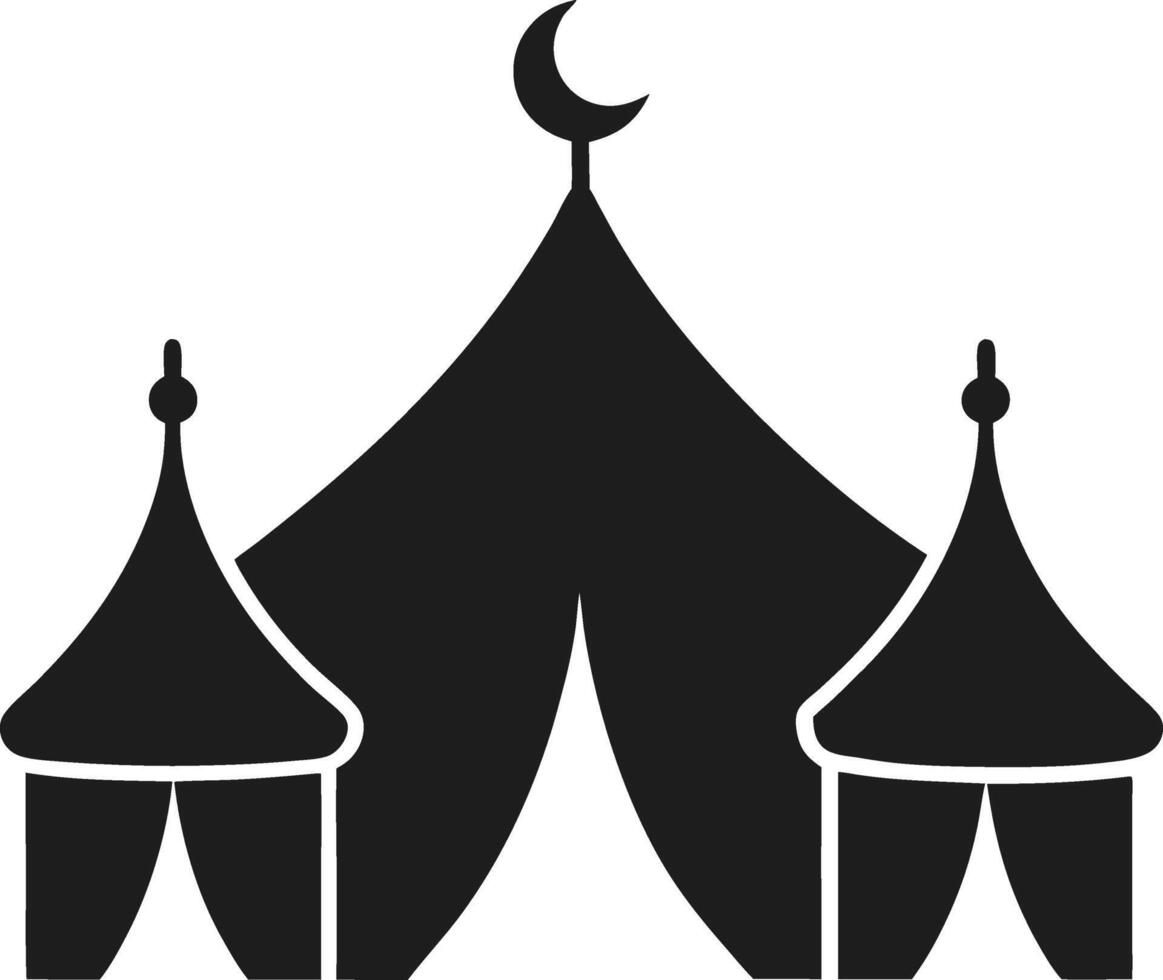 Islamic Tent Silhouette with Crescent Moon Illustration vector