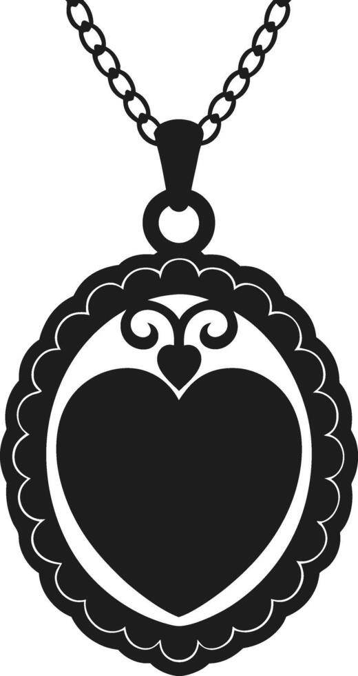 Ornate Heart-Shaped Pendant Illustration for Valentine's Day vector