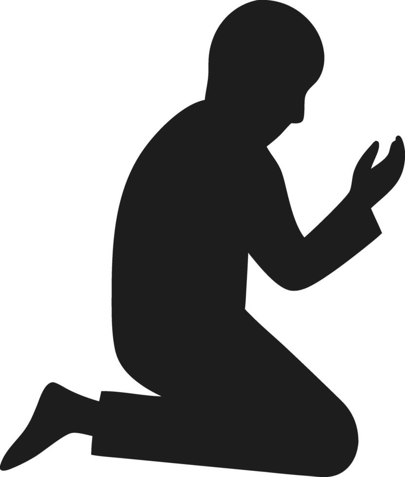 Silhouette of a Muslim Worshipper Praying - Minimalist Islamic Illustration vector