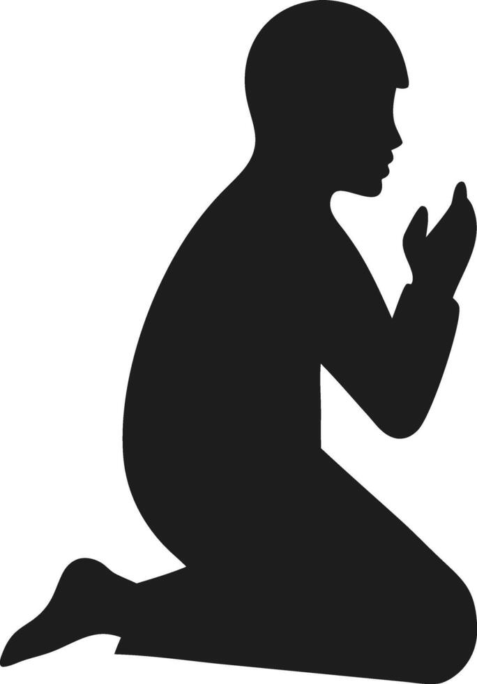 Silhouette of a Muslim Person in Prayer - Minimalist Islamic Illustration vector