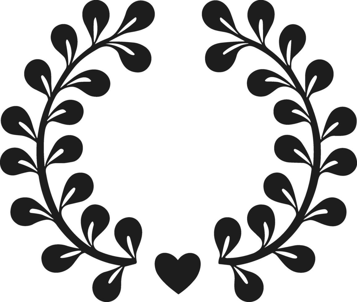 Floral Heart Wreath Silhouette Illustration vector