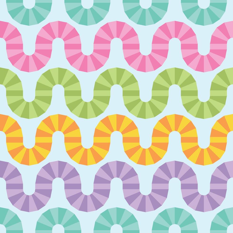 Cheerful Wave Seamless Pattern in Flat Style vector