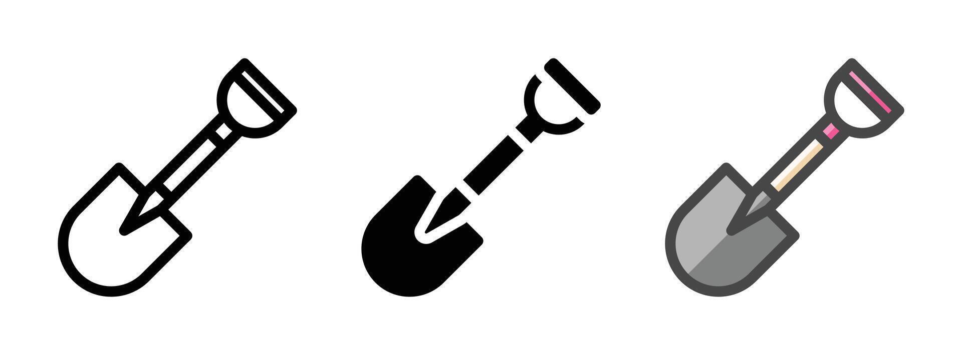 Multipurpose Shovel Icon in Outline, Glyph, Filled Outline Style vector