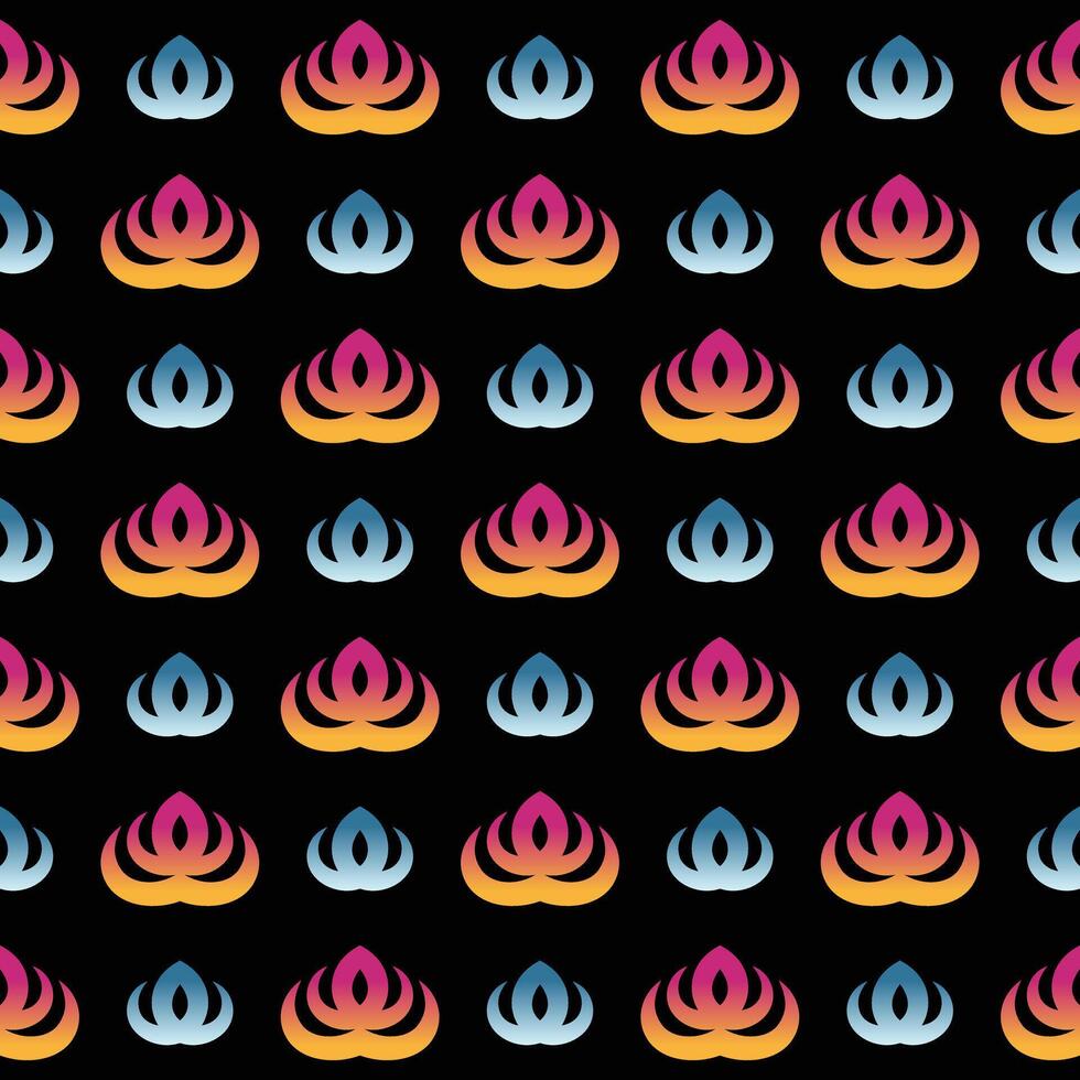 Red and Blue Tribal Fire Seamless Pattern in Gradient Style vector