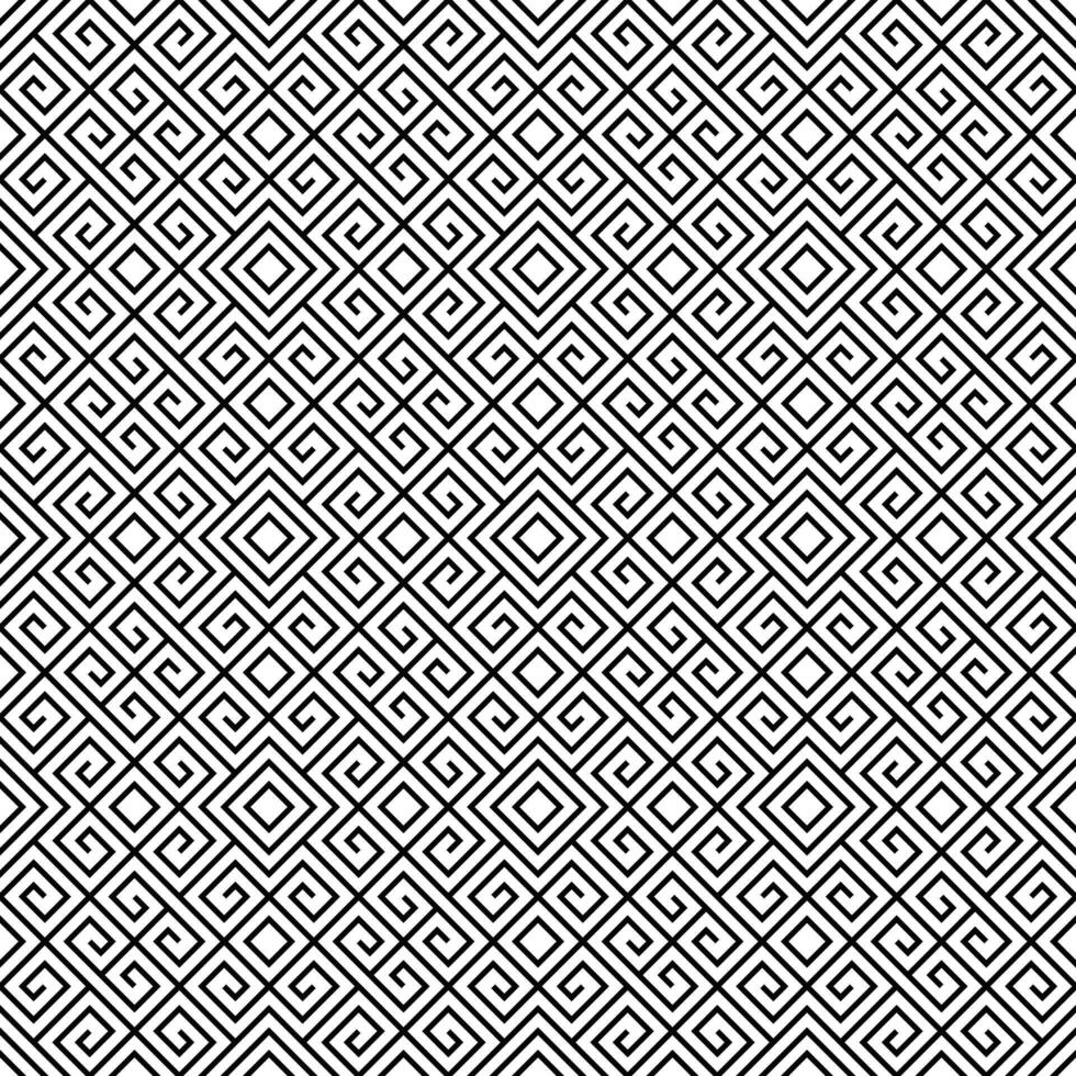 Black and White Geometric Linear Winding Seamless Pattern vector