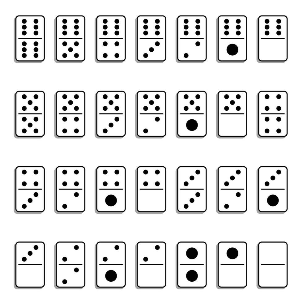 Full Set of Black and White Dominoes vector