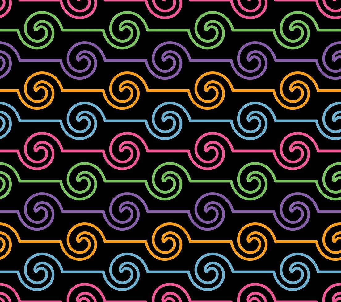 Colorful Linear Swirl Seamless Pattern vector