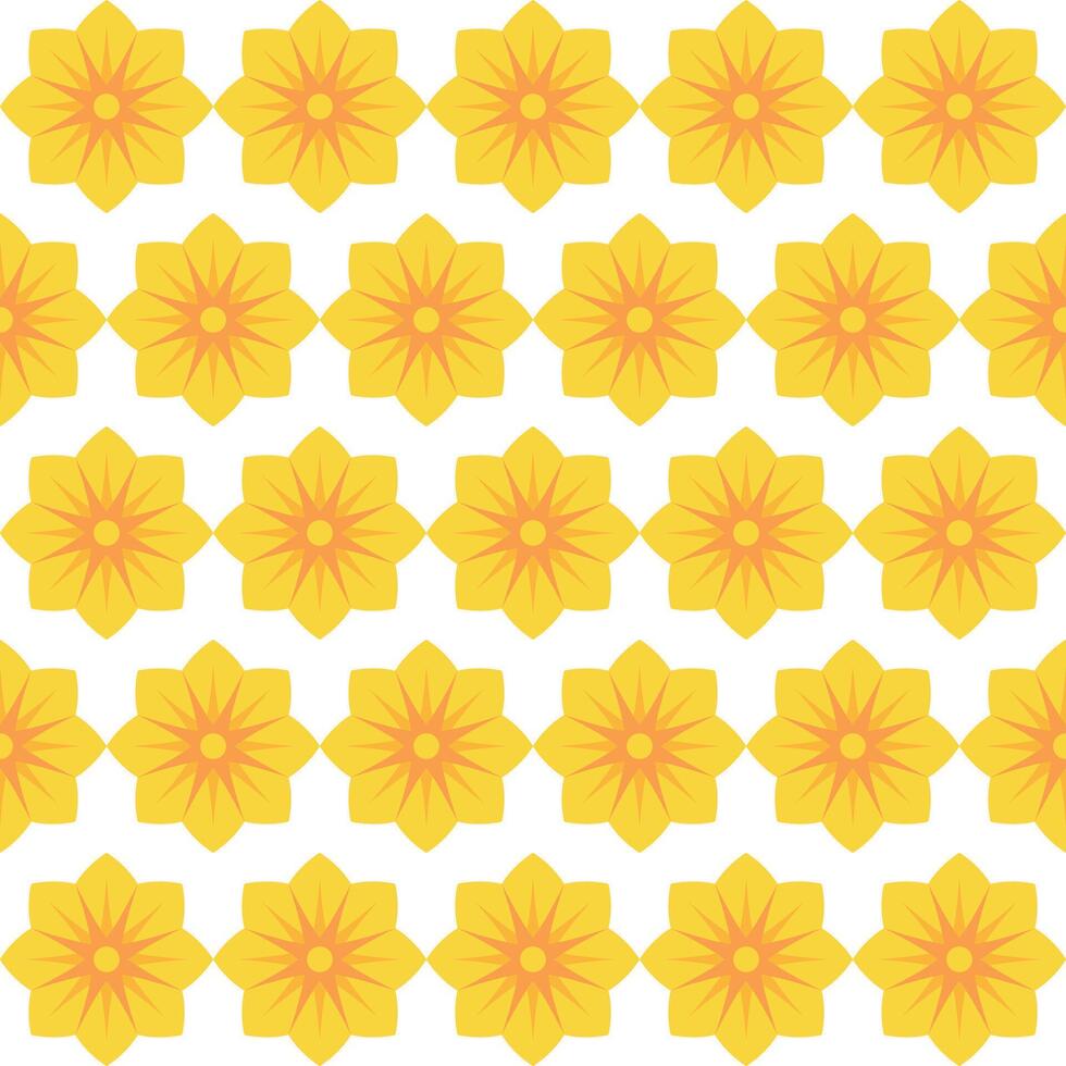 Yellow Geometric Flower Seamless Pattern on White Background vector