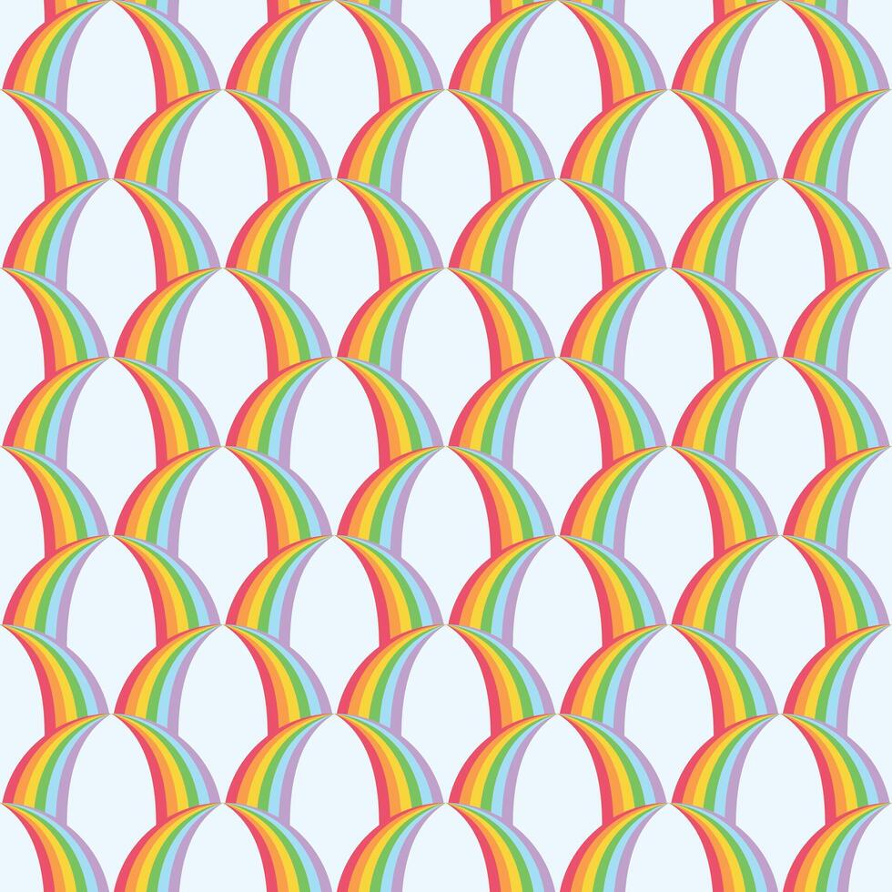 Flat Style Stacked Rainbow Seamless Pattern vector