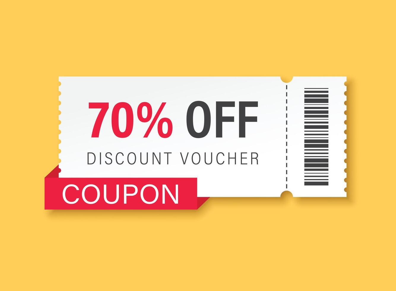 Gift voucher icon in flat style. 70 percent discount illustration on isolated background. Promotion coupon sign business concept. vector