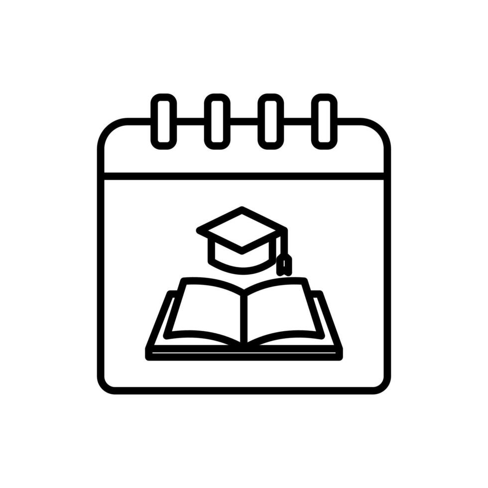 Graduation cap on book in calendar, ideal for educational concepts, celebrating academic achievements, or marking important dates in academic calendars. vector
