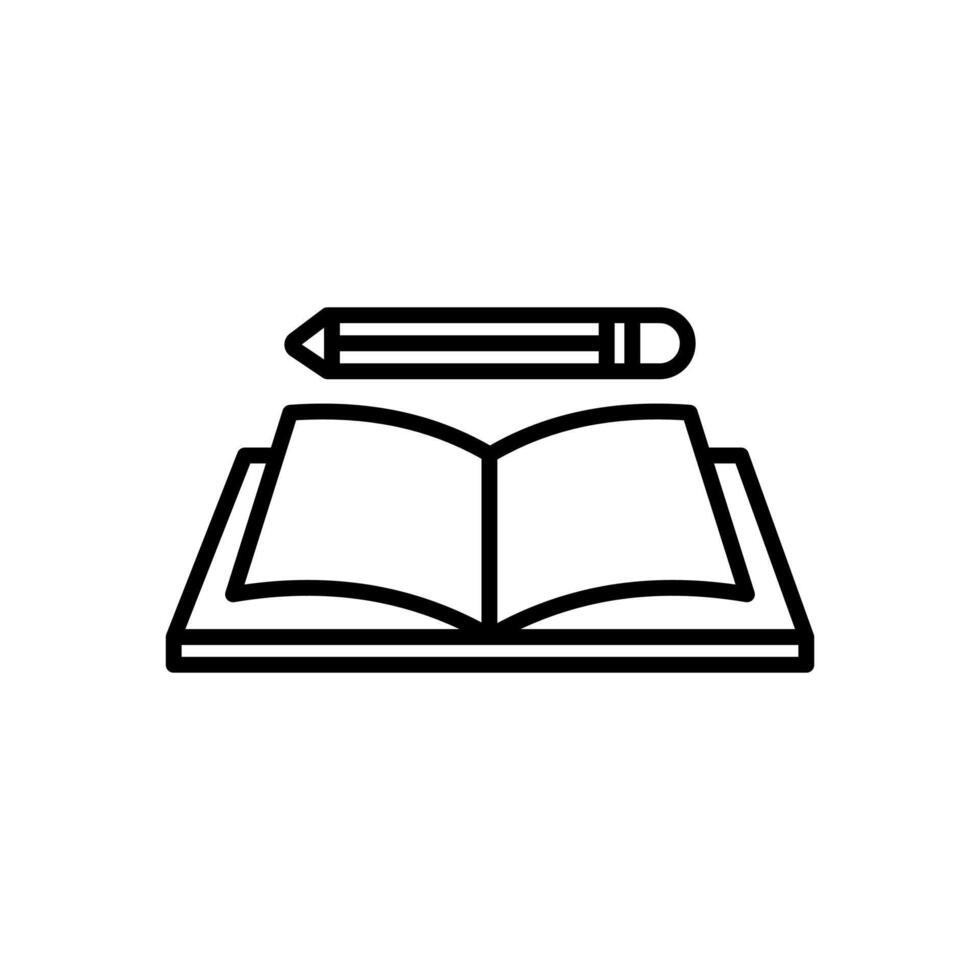 lecture notes icon, An open book with a pencil on top, perfect for educationthemed designs and materials in need of a literary touch. vector