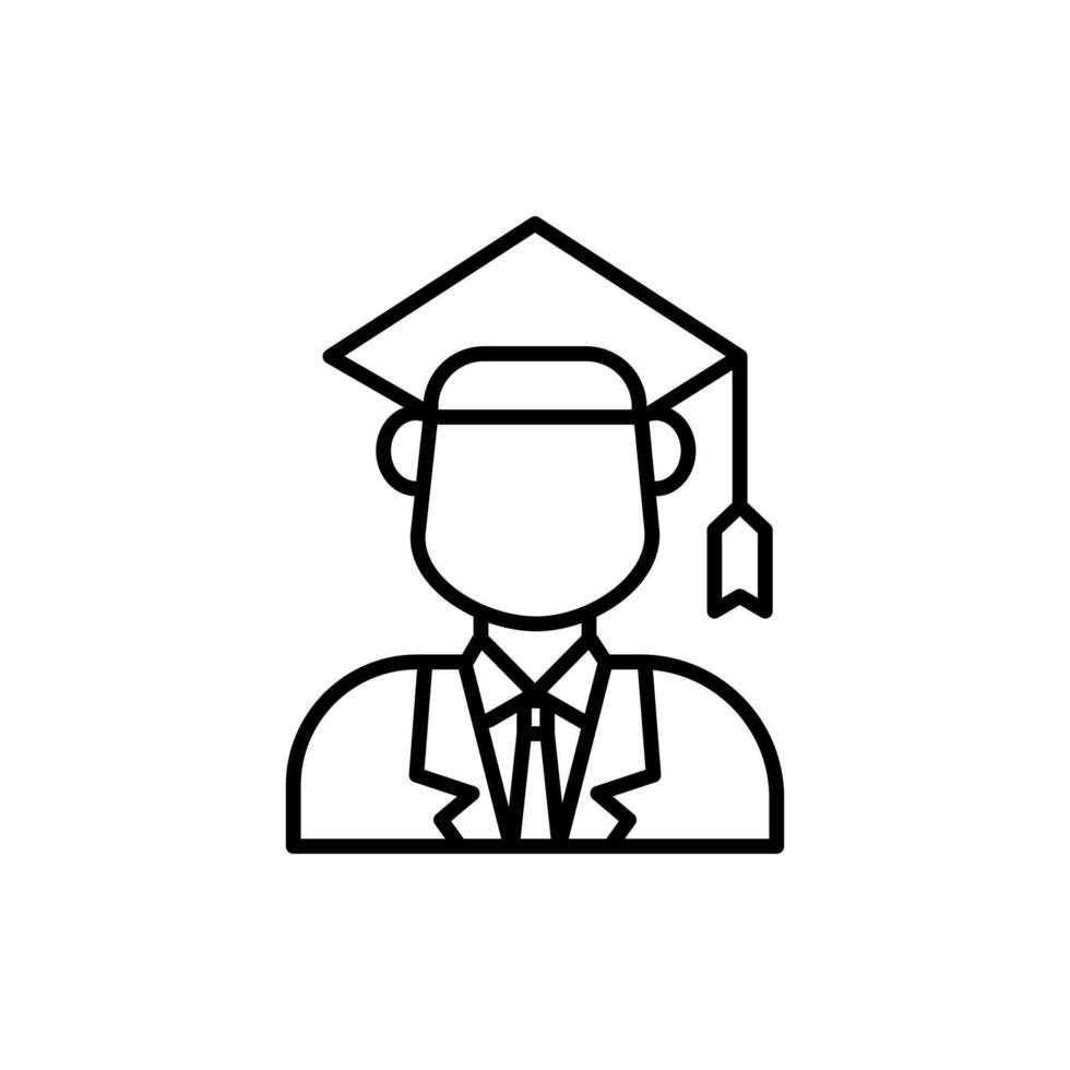 icon graduation student. Graduate in cap and gown symbolizes success, ideal for educational, graduation, and achievement concepts. Suitable for graduationthemed designs. vector