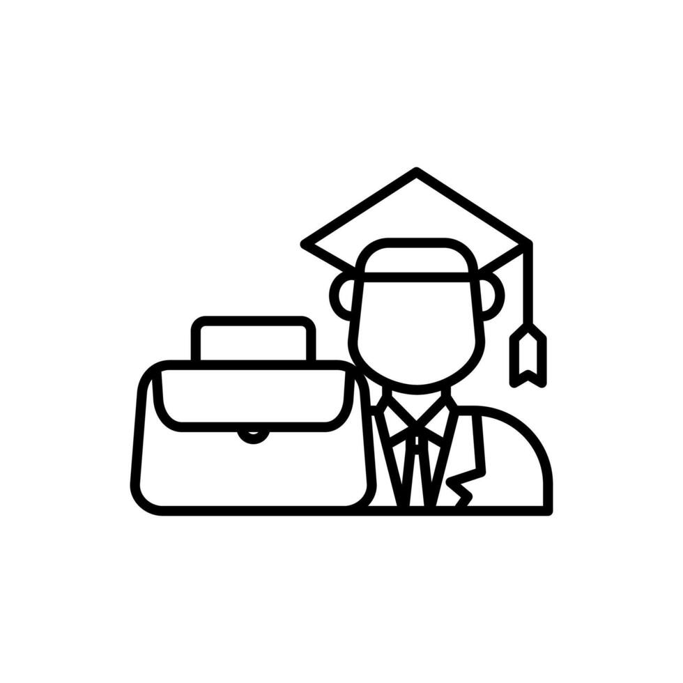 intern student icon, Ideal for educational or careerrelated designs, showcasing success and hard work of a graduate. Perfect for graduationthemed content. vector