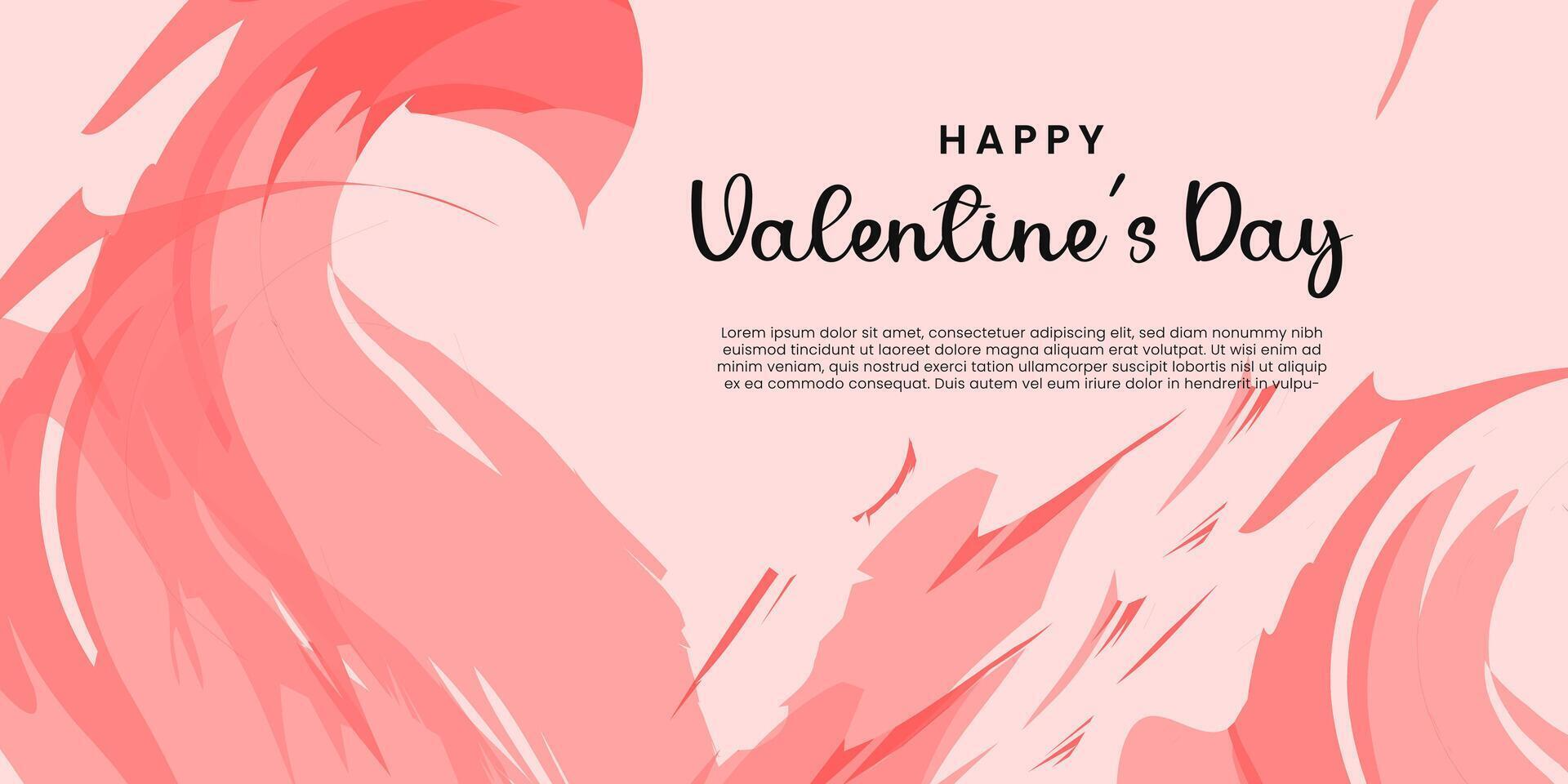 Pink Valentine's Day banner with abstract background with watercolor vector