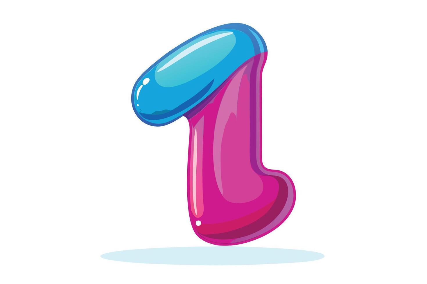 Shiny plastic pink number one vector