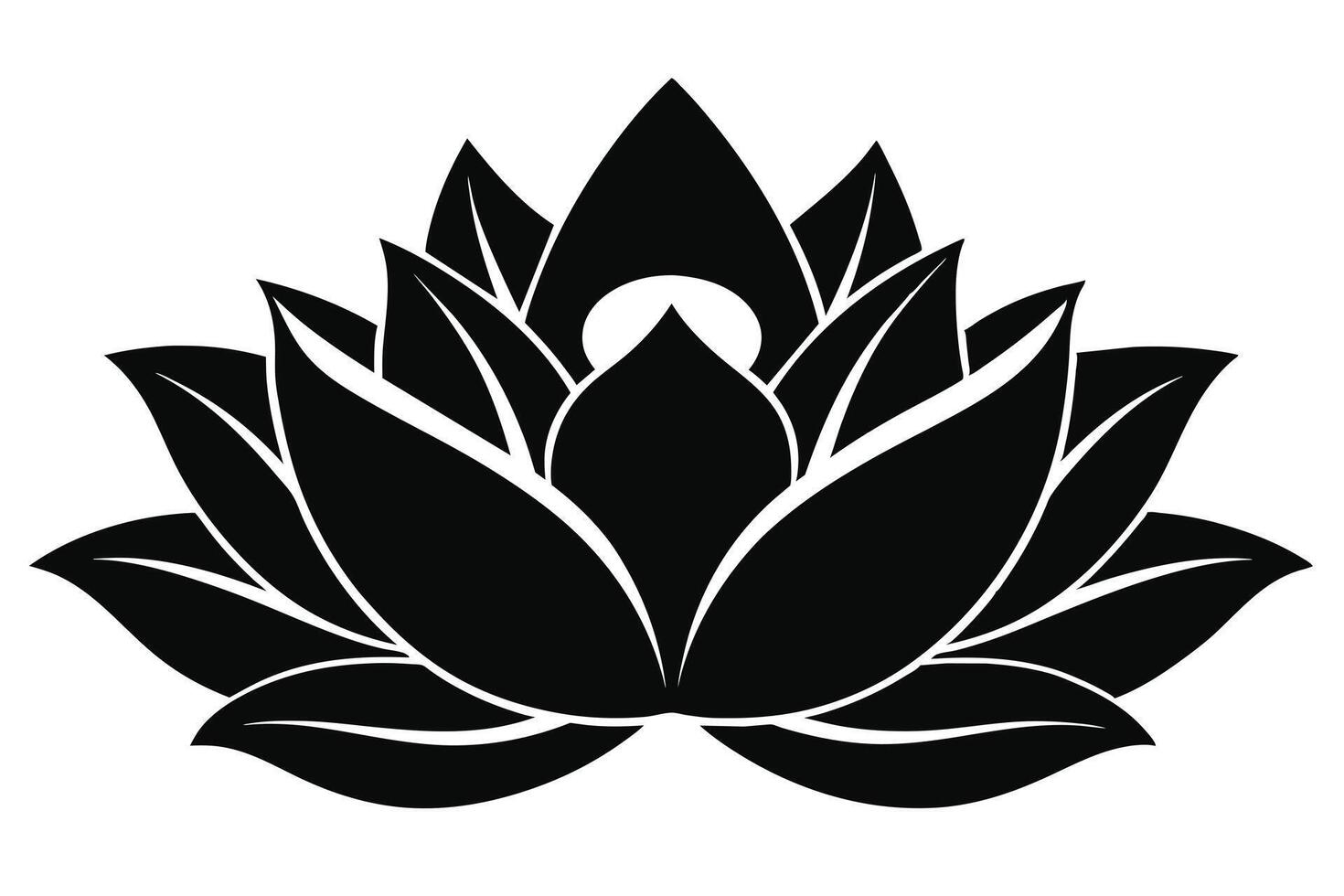 Beautiful Fresh Lotus Flower Silhouette Illustration vector