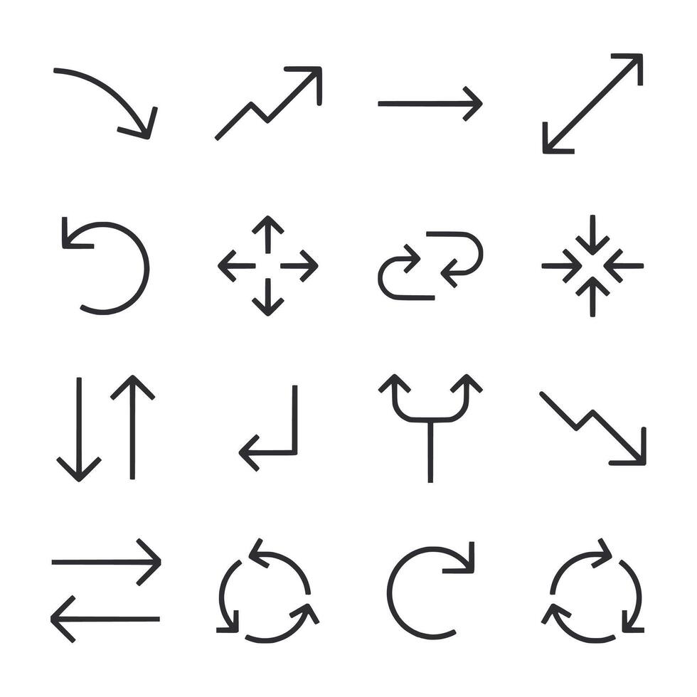 Arrows are shown in various orientations and positions vector