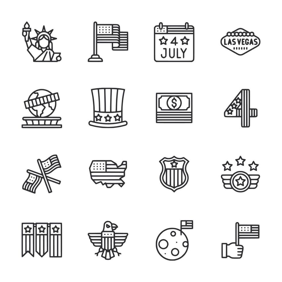 A set of icons for the 4th of July vector