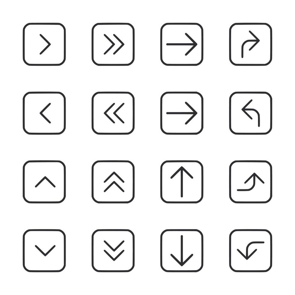 A set of black and white icons with arrows on them vector