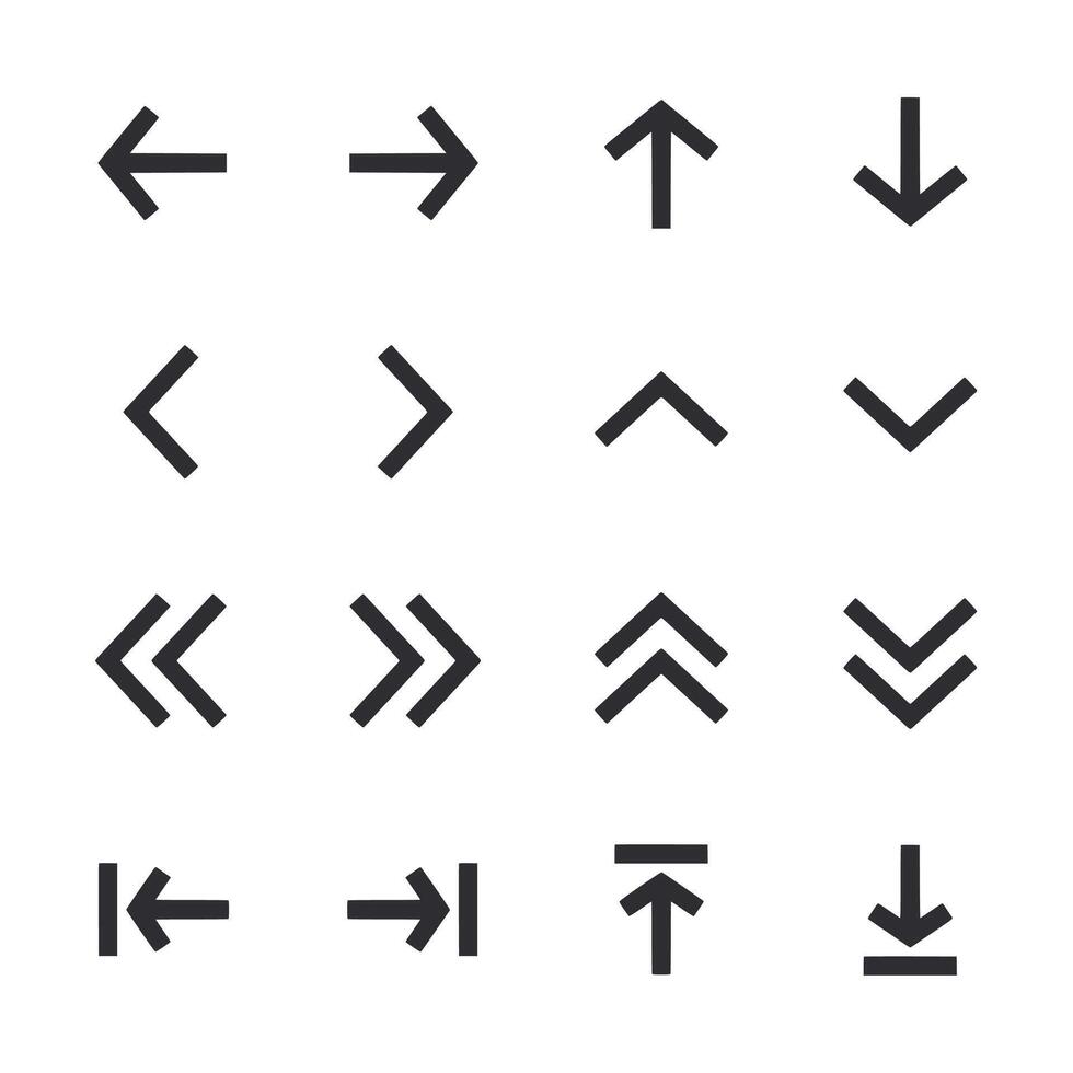 A set of arrows and other symbols are shown in various orientations vector